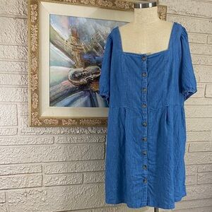 Old Navy Medium Wash Puff Sleeves Mini Dress